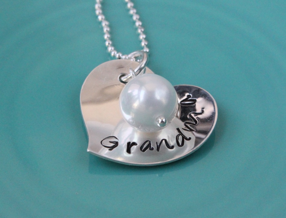 hand stamped sterling silver grandma necklace pendant